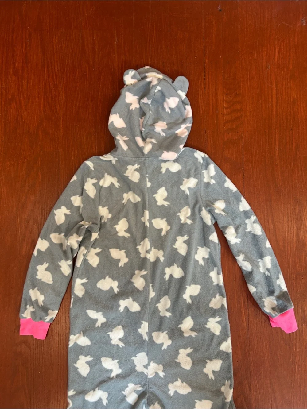 Forever 21 Grey Hooded Kids Onesie with Pink Trim